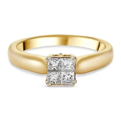Beaverbrooks 18ct Yellow Gold Diamond Princess Cut Cluster Ring