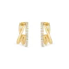 Beaverbrooks 9ct Yellow Gold Cubic Zirconia Twist Hoop Huggie Earrings