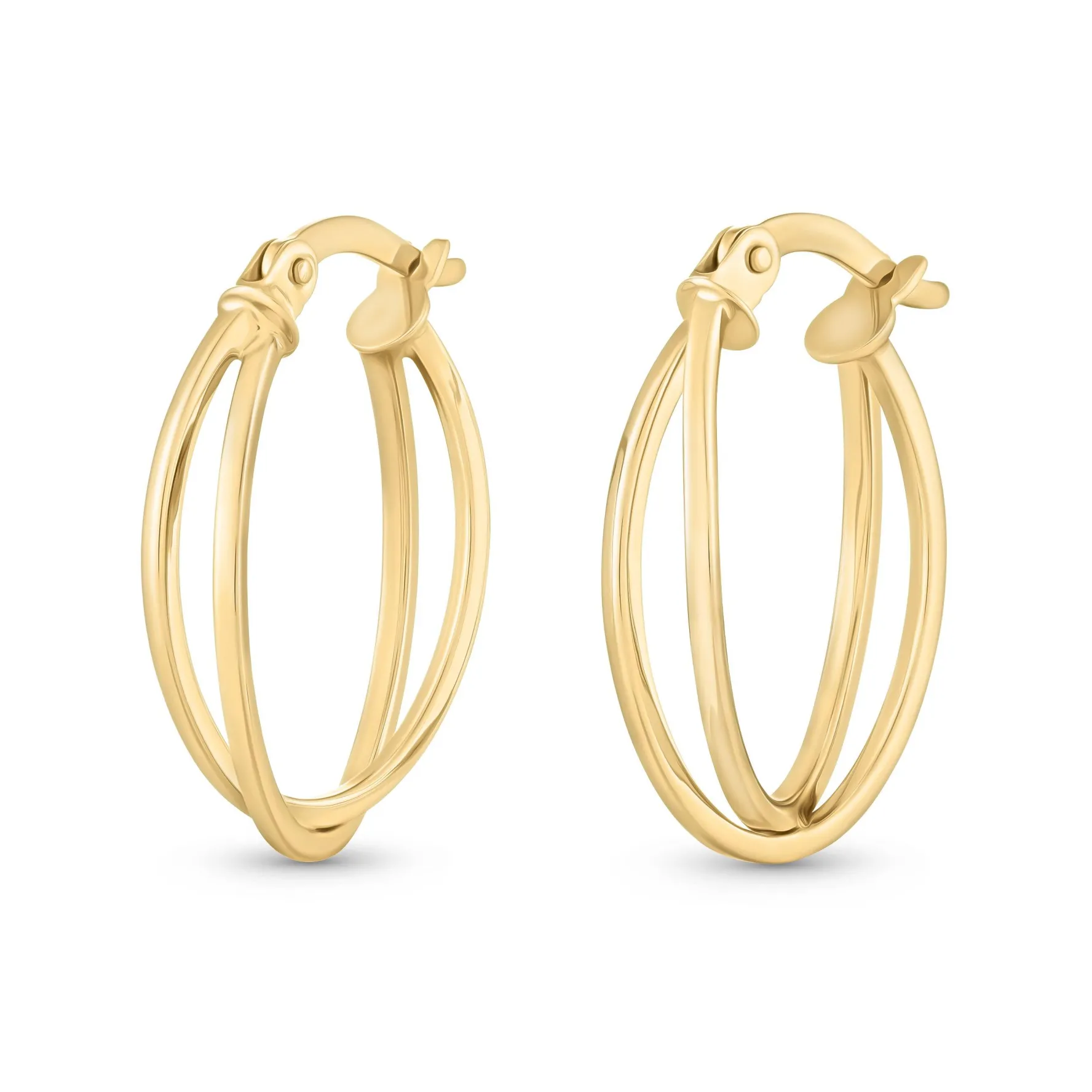 Beaverbrooks 9ct Yellow Gold Double Hoop Earrings