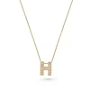 Beaverbrooks 9ct Yellow Gold Diamond Initial H Pendant