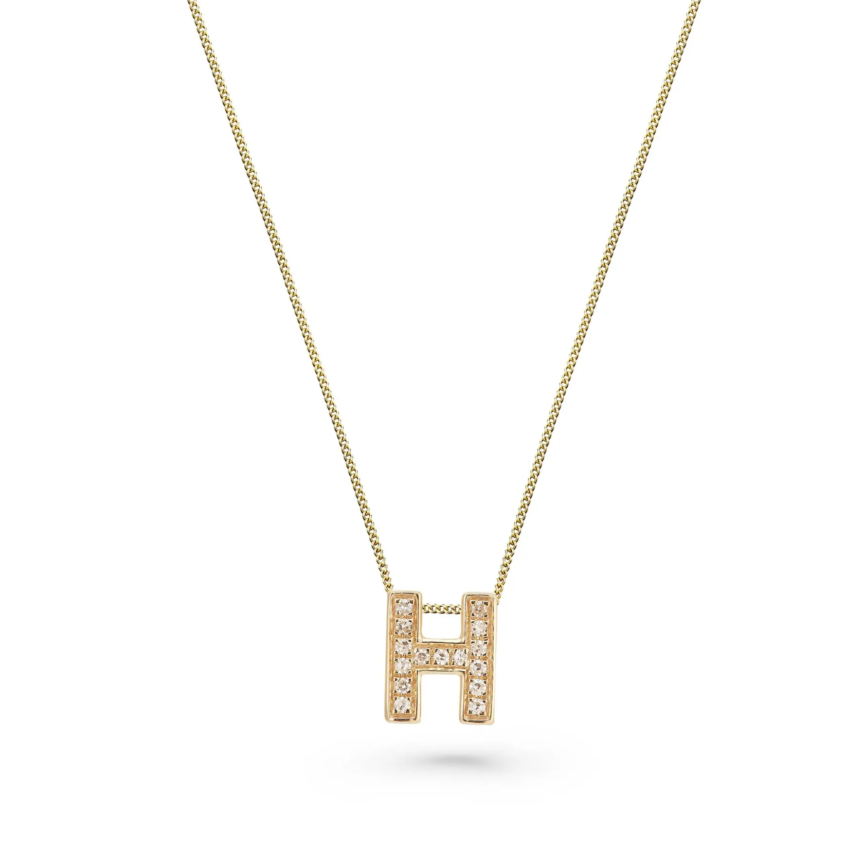 Beaverbrooks 9ct Yellow Gold Diamond Initial H Pendant