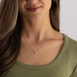 Beaverbrooks 9ct Yellow Gold Diamond Initial H Pendant