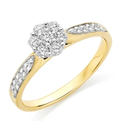 Beaverbrooks 18ct Yellow Gold Diamond Cluster Engagement Ring
