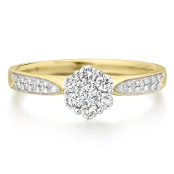 Beaverbrooks 18ct Yellow Gold Diamond Cluster Engagement Ring