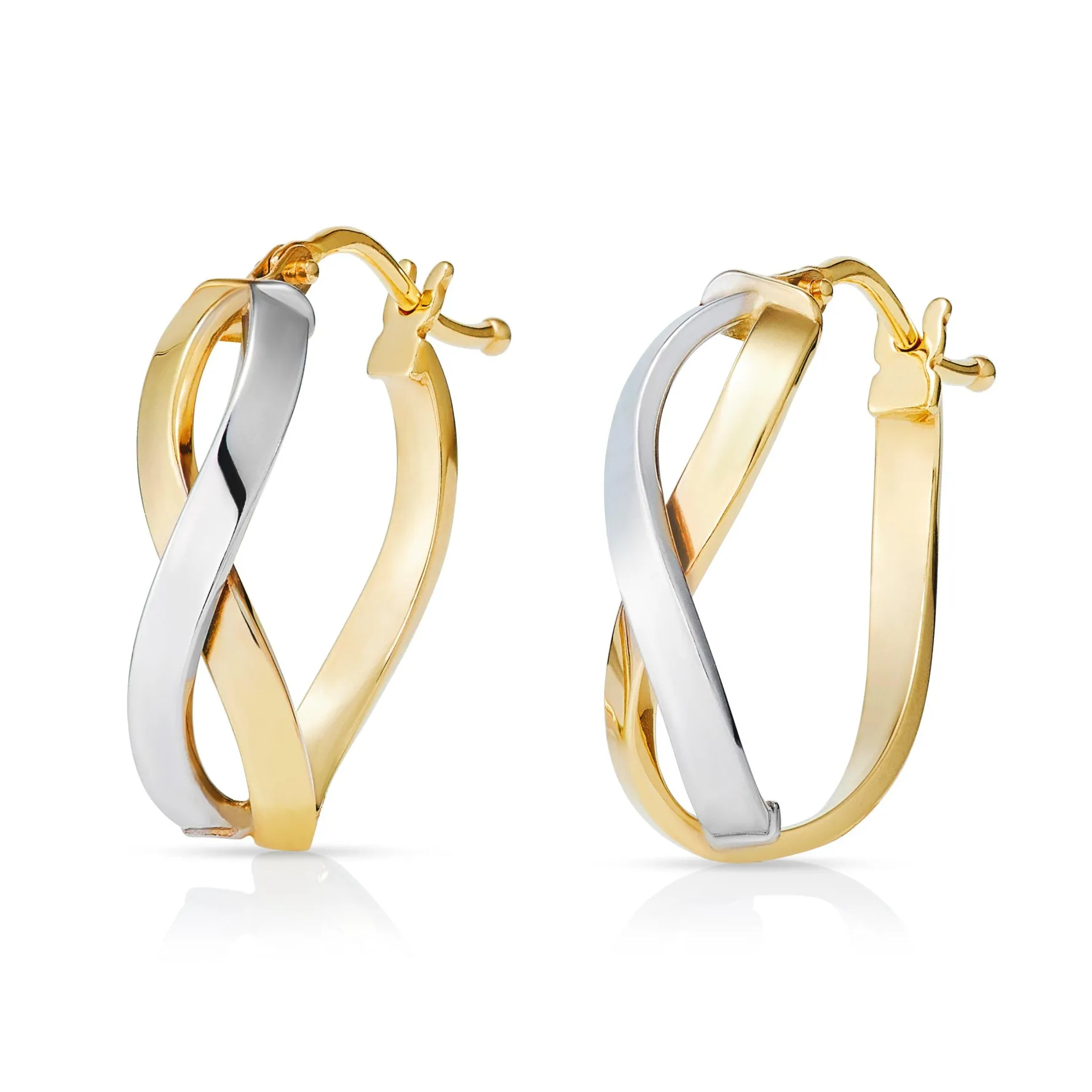 Beaverbrooks 9ct Yellow Gold and White Gold Twist Earrings