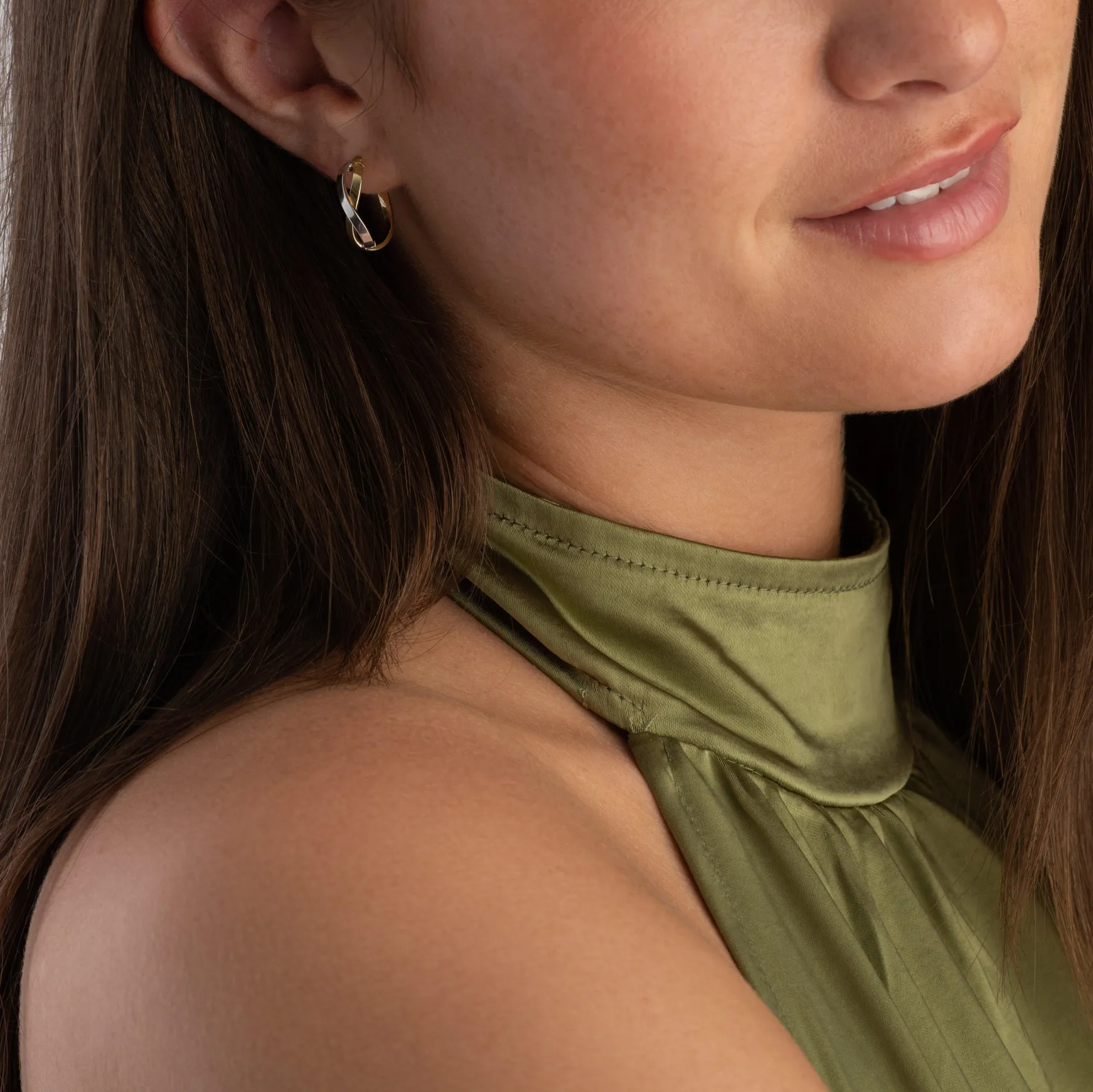 Beaverbrooks 9ct Yellow Gold and White Gold Twist Earrings