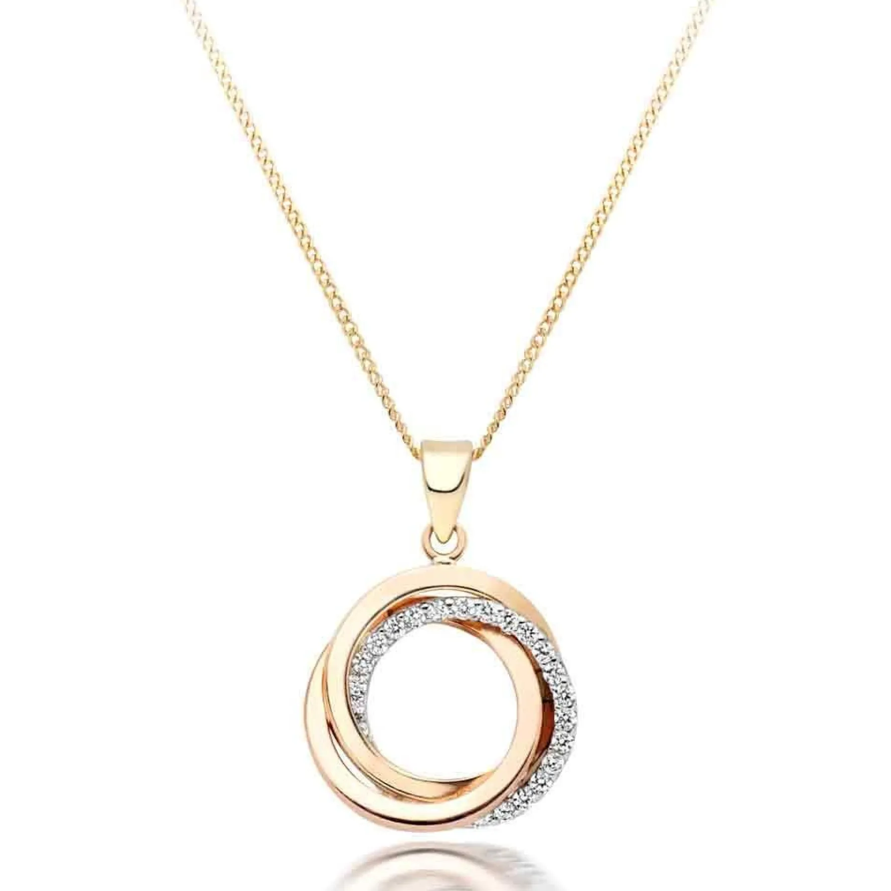 Beaverbrooks 9ct Yellow Gold, White Gold and Rose Gold Cubic Zirconia Pendant