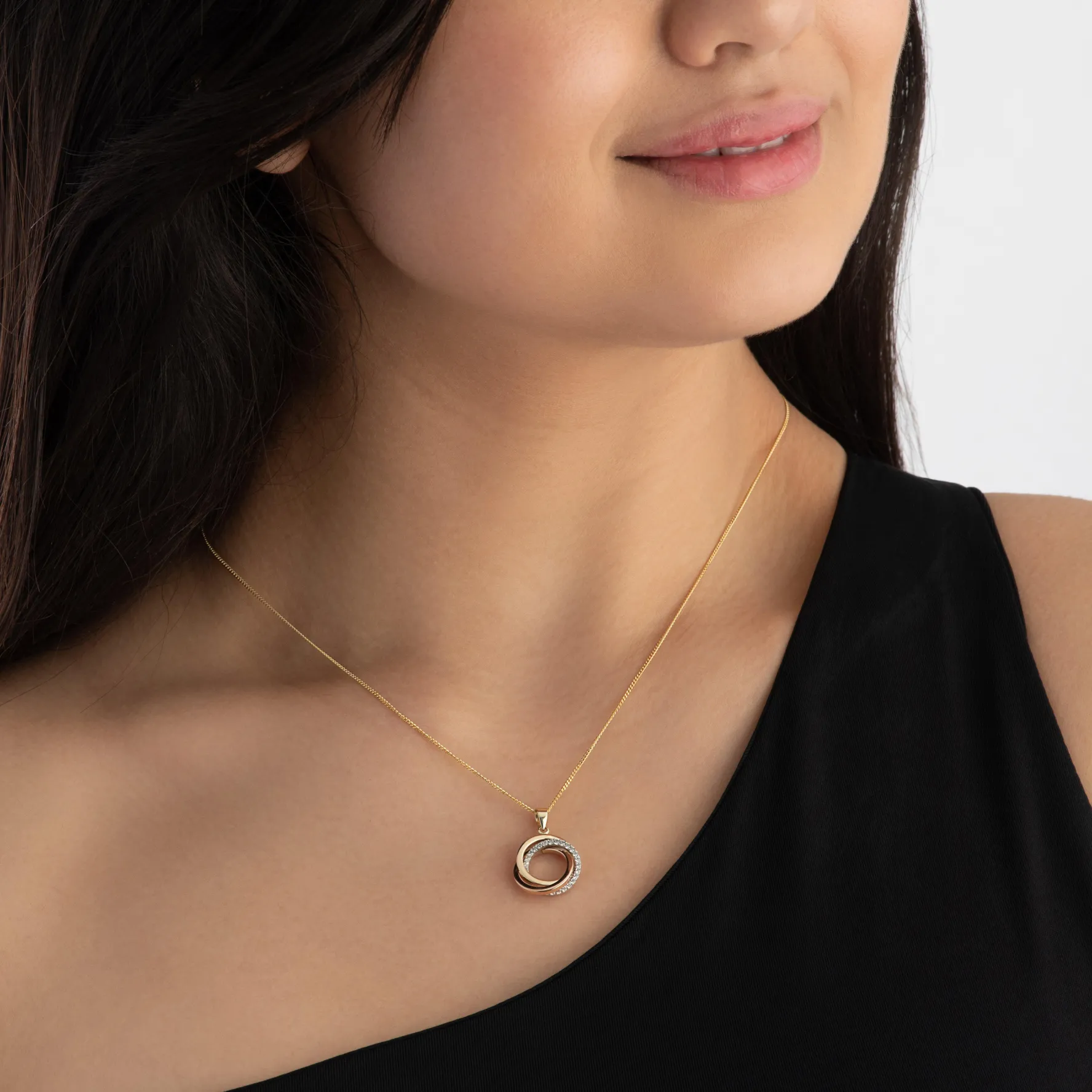 Beaverbrooks 9ct Yellow Gold, White Gold and Rose Gold Cubic Zirconia Pendant