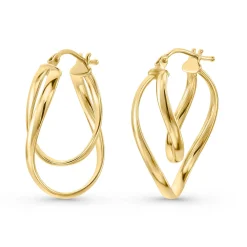 Beaverbrooks 9ct Yellow Gold Double Twist Hoop Earrings