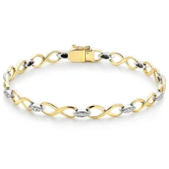 Beaverbrooks 9ct Yellow Gold and White Gold Diamond Infinity Bracelet
