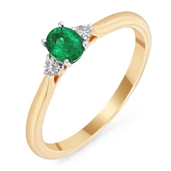 Beaverbrooks 18ct Yellow Gold Diamond Emerald Ring