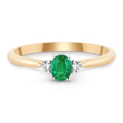 Beaverbrooks 18ct Yellow Gold Diamond Emerald Ring