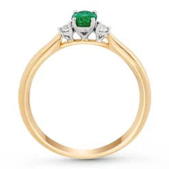 Beaverbrooks 18ct Yellow Gold Diamond Emerald Ring