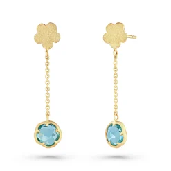 Beaverbrooks 9ct Yellow Gold Blue Topaz Drop Earrings