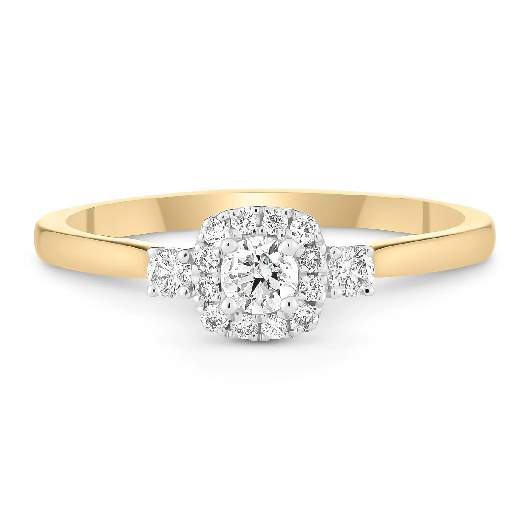 Beaverbrooks 9ct Yellow Gold Diamond Halo Ring