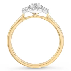 Beaverbrooks 9ct Yellow Gold Diamond Halo Ring