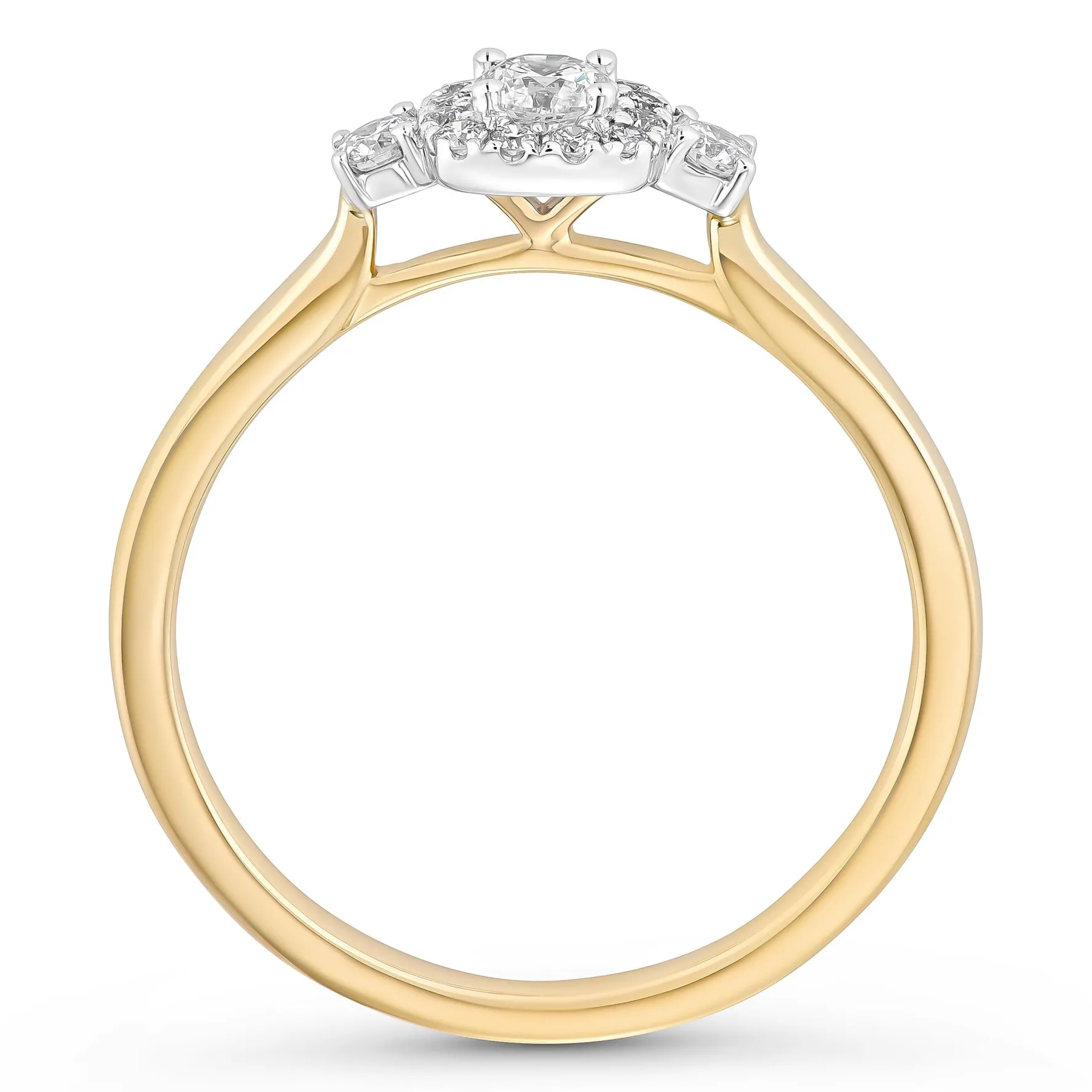 Beaverbrooks 9ct Yellow Gold Diamond Halo Ring