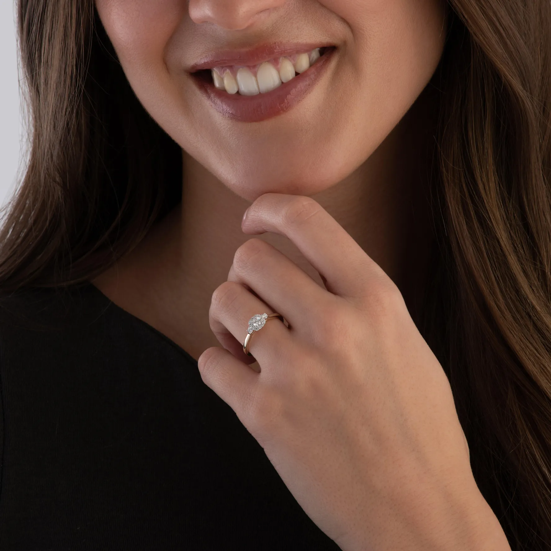 Beaverbrooks 9ct Yellow Gold Diamond Halo Ring