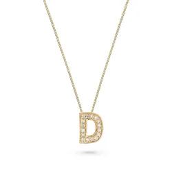 Beaverbrooks 9ct Yellow Gold Diamond Initial D Pendant