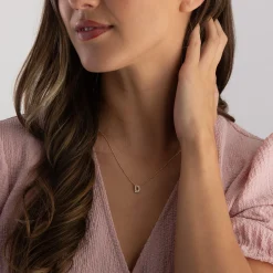 Beaverbrooks 9ct Yellow Gold Diamond Initial D Pendant