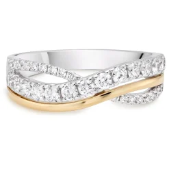 Beaverbrooks 18ct Yellow Gold and White Gold Diamond Half Eternity Ring