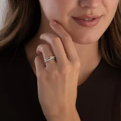 Beaverbrooks 18ct Yellow Gold and White Gold Diamond Half Eternity Ring