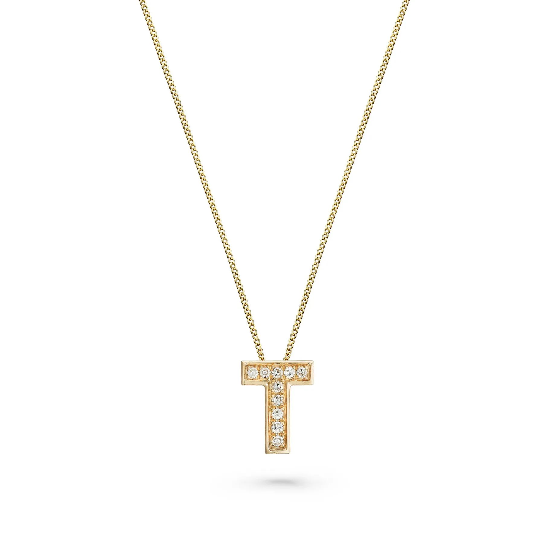 Beaverbrooks 9ct Yellow Gold Diamond Initial T Pendant