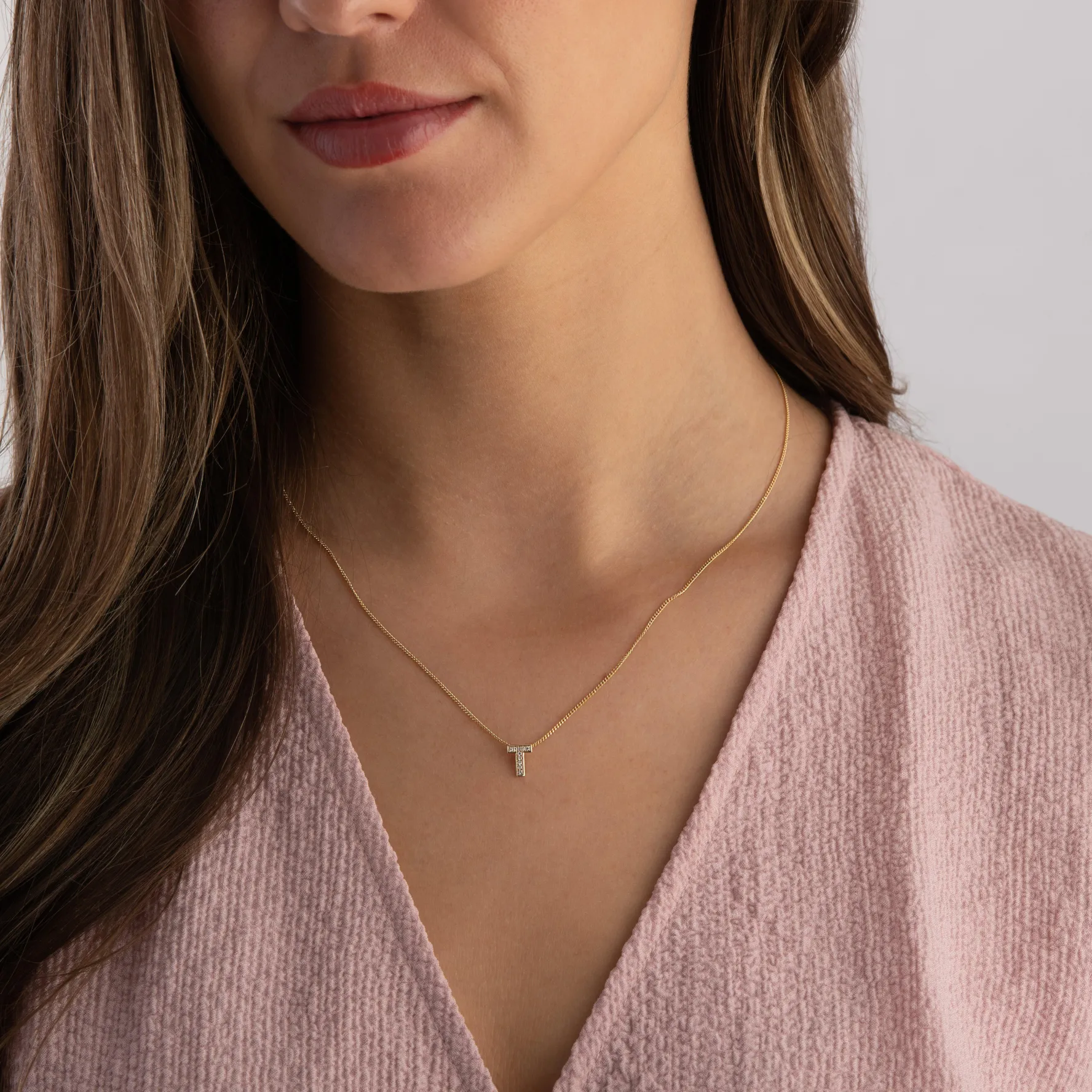 Beaverbrooks 9ct Yellow Gold Diamond Initial T Pendant