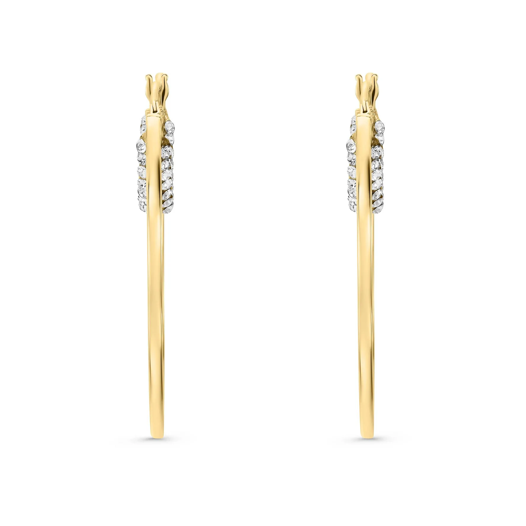 Beaverbrooks 9ct Yellow Gold Crystal Hoop Earrings