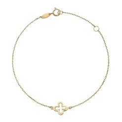 Beaverbrooks 9ct Yellow Gold Mother of Pearl Single Clover Bracelet