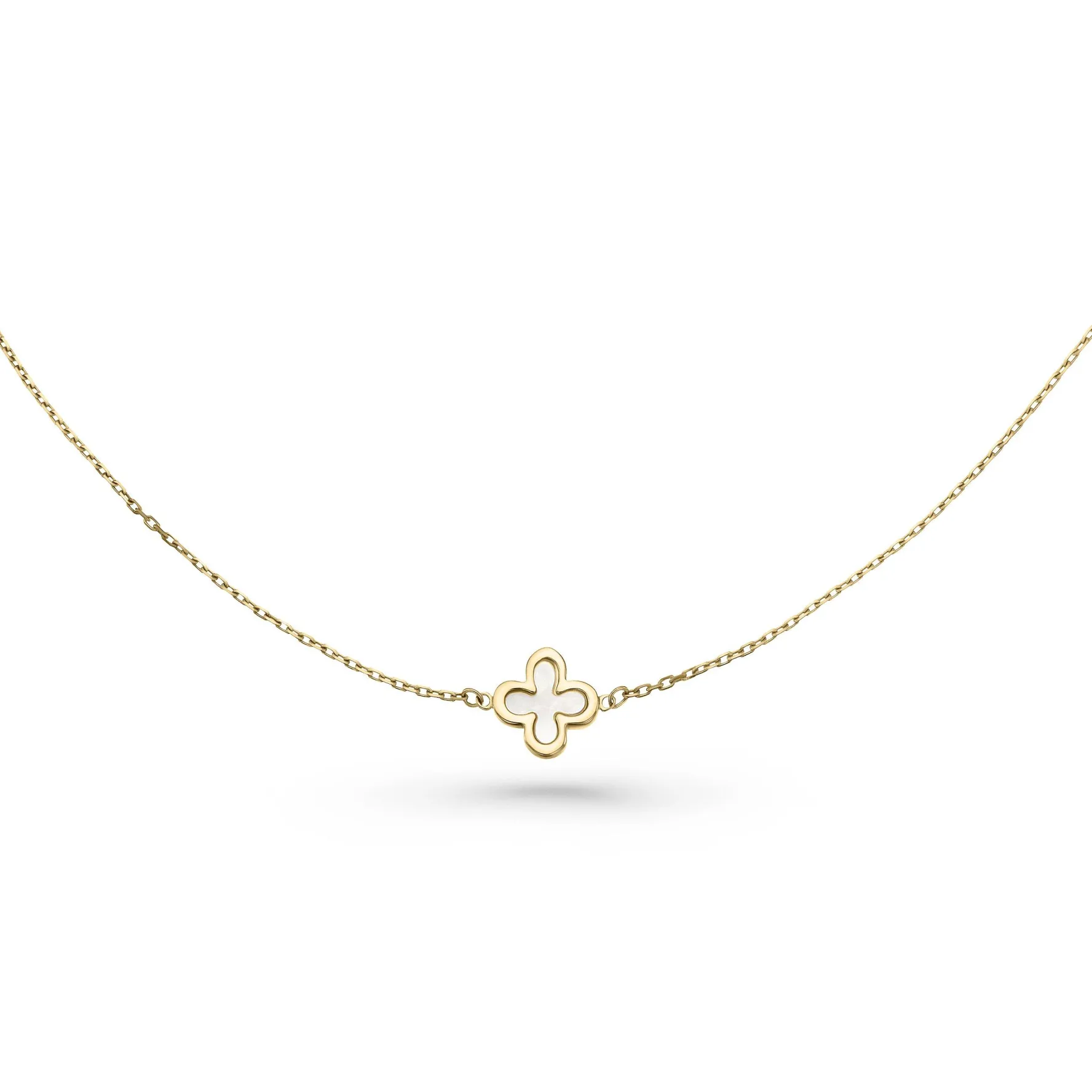 Beaverbrooks 9ct Yellow Gold Mother of Pearl Single Clover Bracelet