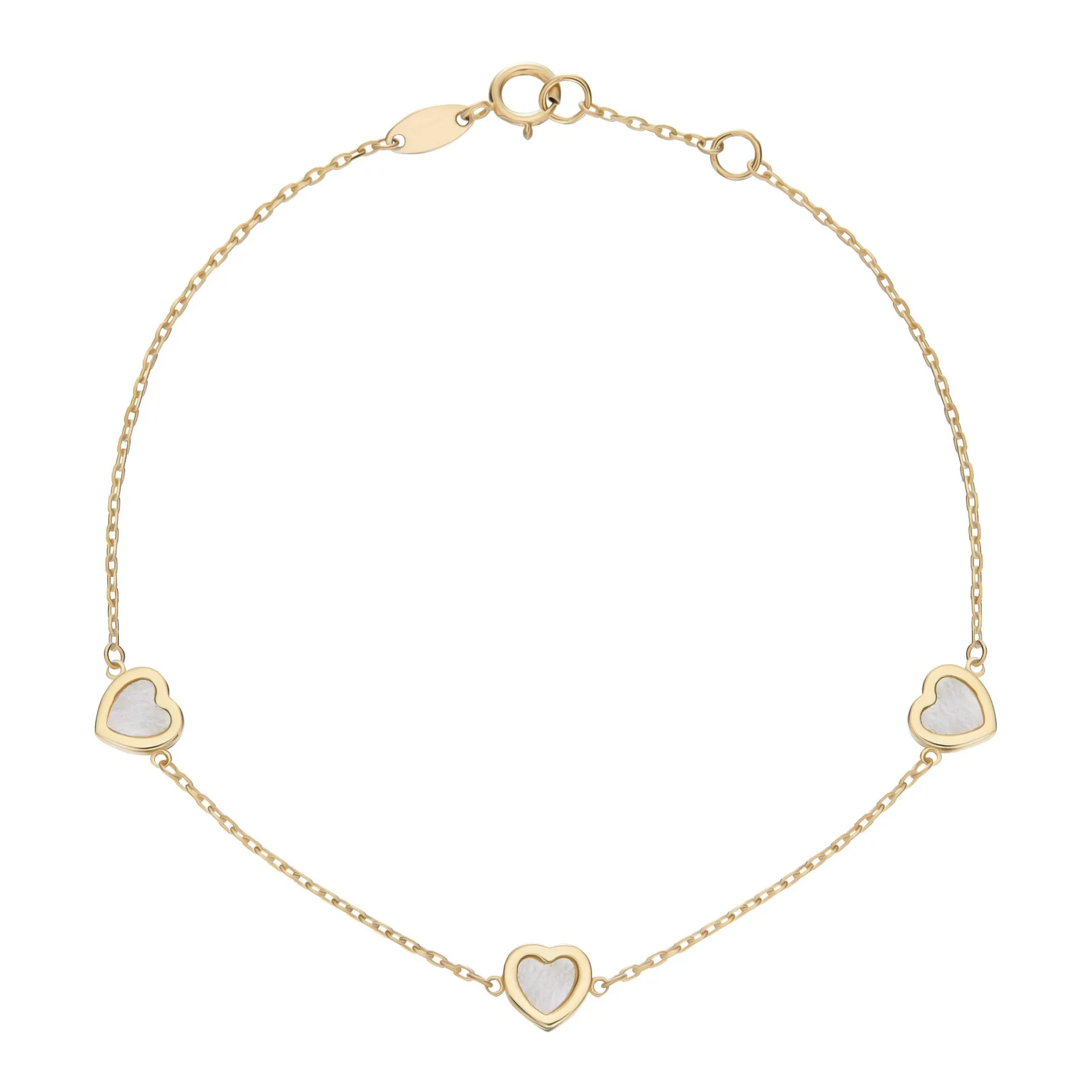 Beaverbrooks 9ct Yellow Gold Mother of Pearl Heart Bracelet