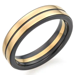 Beaverbrooks 18ct Yellow Gold and Zirconium 5.5mm Men’s Wedding Ring