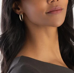 Beaverbrooks 9ct Yellow Gold Oval Hoop Earrings