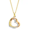 Beaverbrooks 9ct Yellow Gold, White Gold and Rose Gold Cubic Zirconia Heart Pendant