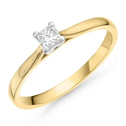 Beaverbrooks 18ct Yellow Gold Princess Diamond Solitaire Ring