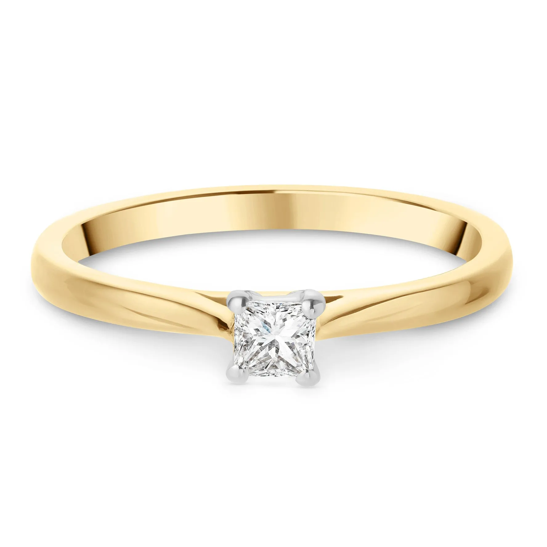 Beaverbrooks 18ct Yellow Gold Princess Diamond Solitaire Ring