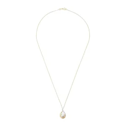 Beaverbrooks 9ct Yellow Gold Diamond Freshwater Pearl Pendant