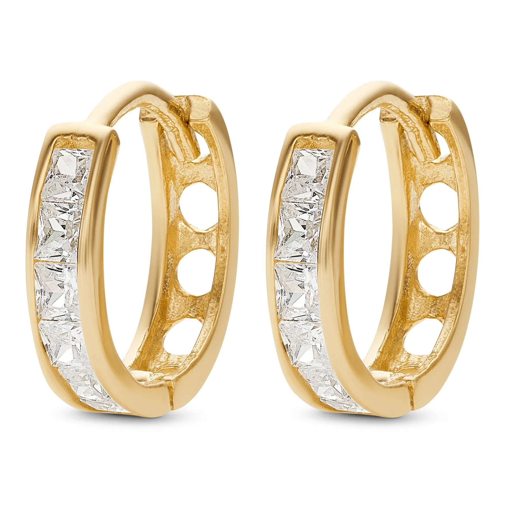 Beaverbrooks 9ct Yellow Gold Cubic Zirconia Hoop Earrings
