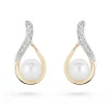 Beaverbrooks 9ct Yellow Gold Diamond Freshwater Cultured Pearl Stud Earrings