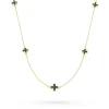 Beaverbrooks 9ct Yellow Gold Malachite Clover Necklace