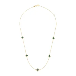 Beaverbrooks 9ct Yellow Gold Malachite Clover Necklace