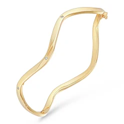 Beaverbrooks 9ct Yellow Gold Diamond Wave Bangle