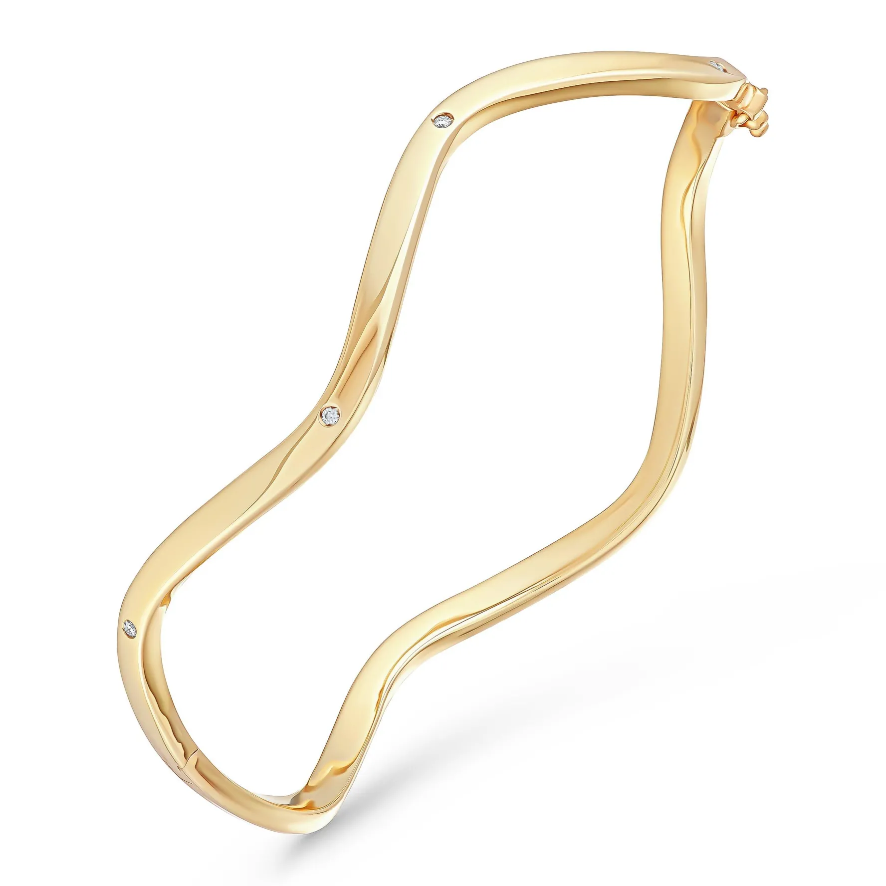 Beaverbrooks 9ct Yellow Gold Diamond Wave Bangle