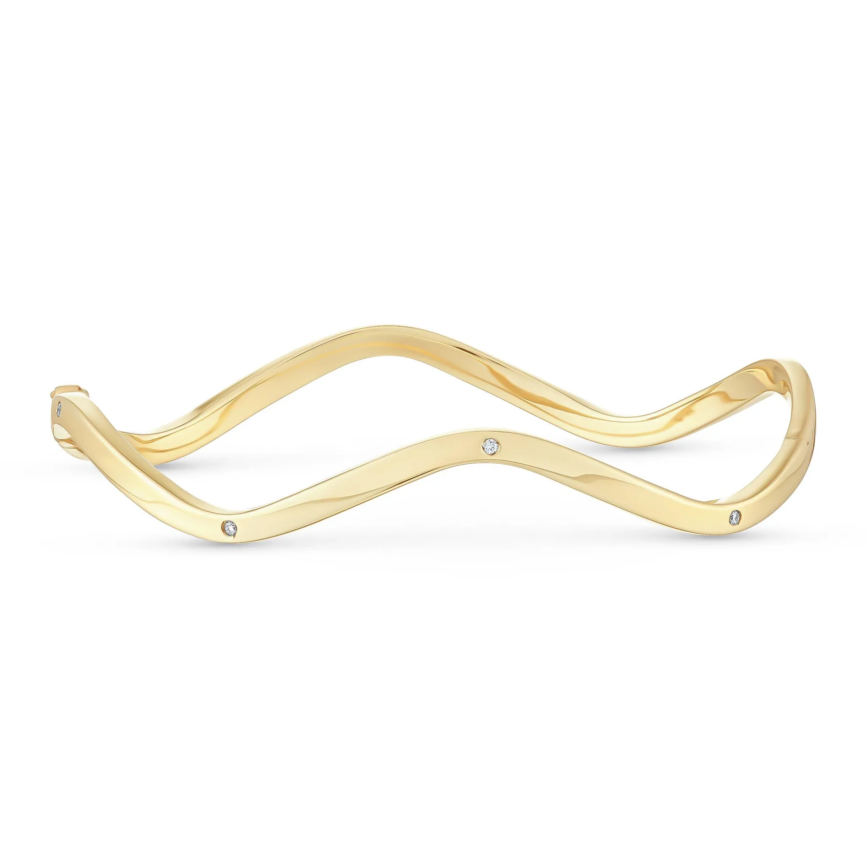 Beaverbrooks 9ct Yellow Gold Diamond Wave Bangle