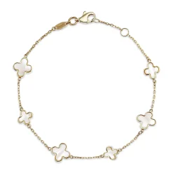 Beaverbrooks 9ct Yellow Gold Mother of Pearl Clover Bracelet
