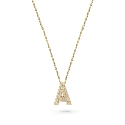Beaverbrooks 9ct Yellow Gold Diamond Initial A Pendant