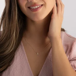 Beaverbrooks 9ct Yellow Gold Diamond Initial A Pendant