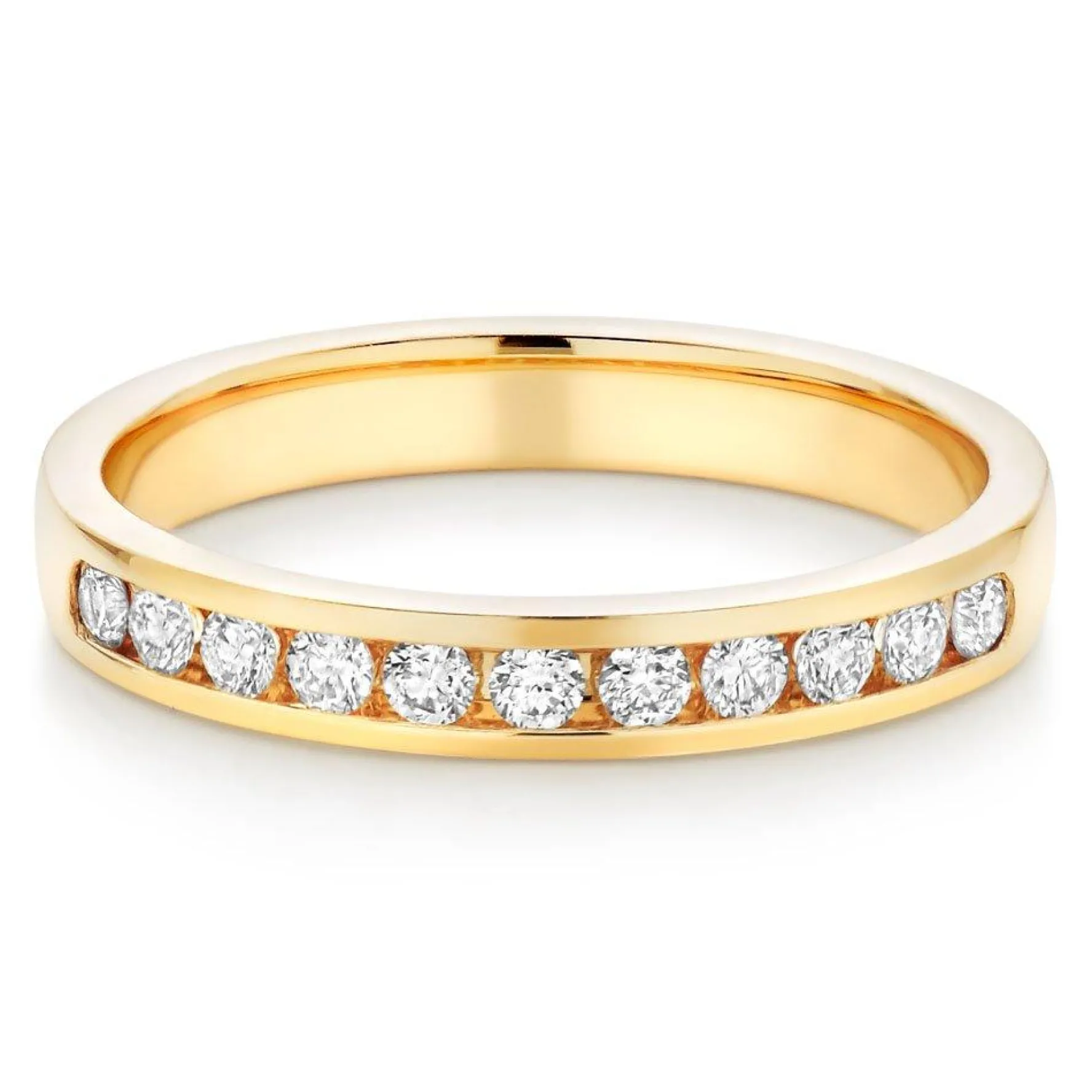 Beaverbrooks 18ct Yellow Gold Diamond 3mm Half Eternity Ring