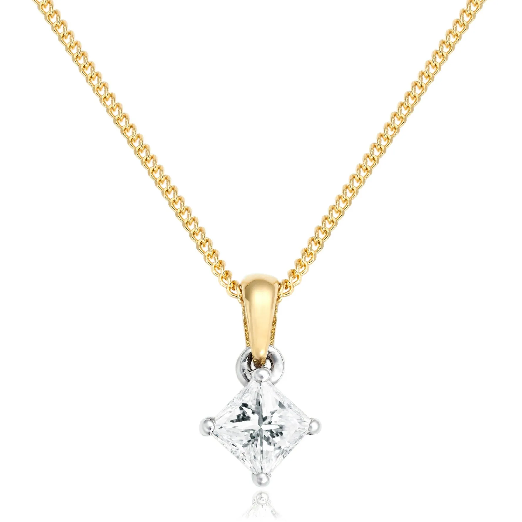 Beaverbrooks 18ct Yellow Gold Princess Cut Diamond Pendant